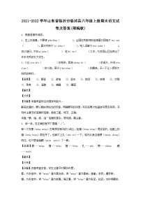2021-2022学年山东省临沂市临沭县六年级上册期末语文试卷及答案(部编版)