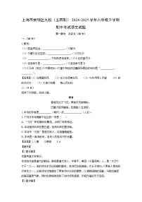 【语文】上海市崇明区九校（五四制）2024-2025学年六年级下学期期中考试试题（解析版）