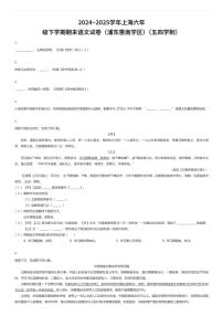 2024~2025学年上海六年级下学期期末语文试卷（浦东惠南学区）（五四学制）（有答案解析）