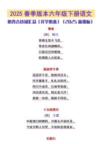 2025通用版春新版六年级下册语文必背古诗文汇总学案