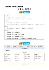 期中复习训练专题01 字音字形（原卷+答案）2025-2026学年六年级语文上学期（统编版）