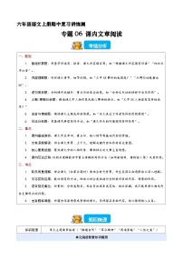 期中复习训练专题06 课内文章阅读（原卷+答案）2025-2026学年六年级语文上学期（统编版）