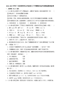 2024-2025学年广东省深圳市五年级语文下学期期末备考易错真题重组卷-A4