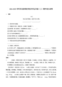 2024-2025学年河北省保定市定州市五年级（上）期中语文试卷