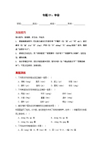专题01：字音   2025-2026学年上学期二年级语文期中复习题型专练
