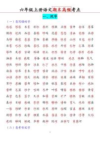 部编版语文六年级上册期中高频考点学案