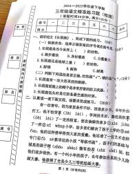 广东省东莞市凤岗镇锦兴学校2024-2025学年第二学期三年级语文期末试卷（无答案）