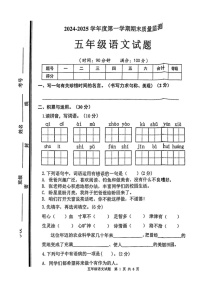 山东省枣庄市市中区2024-2025学年五年级上学期期末语文试题