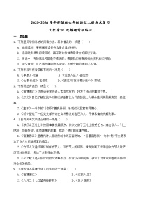 2025-2026学年部编版六年级语文上册期末复习文化常识 选择题专项练习（）含答案解析9