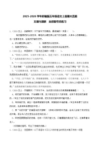 （期末真题）2025-2026学年部编版五年级语文上册期末真题课内理解  选择题专项练习（含答案解析）
