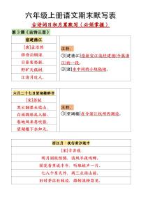 统编版六年级上册语文期末古诗词日积月累默写练习含答案