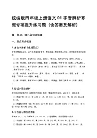 统编版四年级上册语文01字音辨析寒假专项提升练习题（含答案及解析）