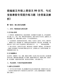统编版五年级上册语文06仿写、句式变换寒假专项提升练习题（含答案及解析）