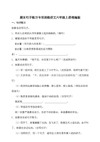 统编版语文六年级上册期末句子练习专项训练练习（含答案）