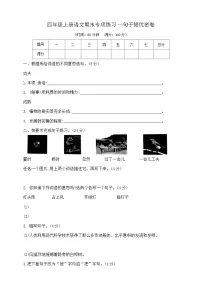 四年级上册语文期末专项练习—句子提优密卷 部编版 含答案