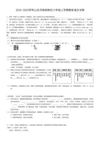 2024~2025学年山东济南高新区六年级上学期期末语文试卷（有答案解析）