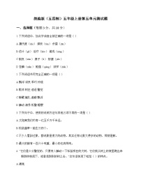 小学 语文  统编版五四制 五年级上册 第五单元 测试题及答案