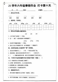 六年级语文寒假作业第十天