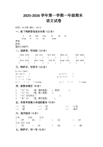 河南省许昌市鄢陵县彭店镇王铁学校2025-2026学年第一学期一年级期末语文试卷