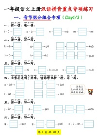 一年级语文上学期汉语拼音重点专题练习（含答案）