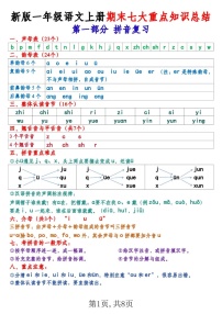 一年级语文上学期期末七大重点知识总结学案