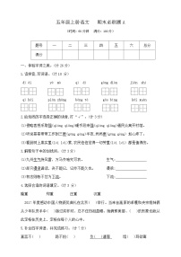 五年级上册语文   期末测试题A   部编版   含答案