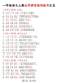 一年级语文上学期生字拼音组词造句学案