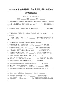 2025-2026学年度统编版二年级上册语文期末专项练习看拼音写词语