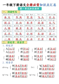 一年级语文下学期必背知识点汇总学案