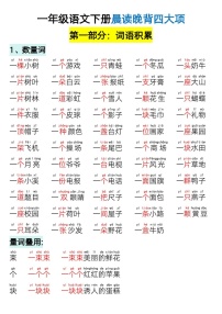一年级语文下学期晨读晚背知识点学案