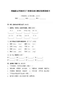 统编版五年级语文下册期末综合测试卷模拟练习