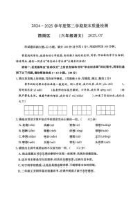 2024-2025学年辽宁省大连市西岗区六年级下学期期末语文试题（含答案）
