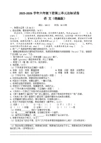 六年级下册语文第三单元达标试卷（原卷+答案与解释）2025-2026学年第二学期 统编版