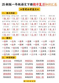 统编版【25新一下语文期中复习高频考点知识汇总（12页） 学案