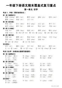 统编版一年级语文下册【期末覆盖式复习重点】学案