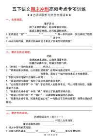 统编版五年级语文下册【期末冲刺高频考点专项训练（古诗词赏析与文言文阅读）】练习及答案