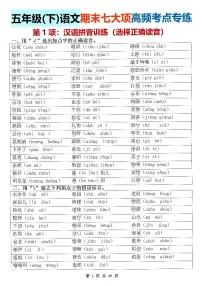 统编版五年级语文下册【期末七大项高频考点专练】练习及答案