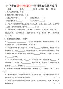 【期中冲刺复习-教材课文积累与应用】练习及答案统编版六年级语文下册