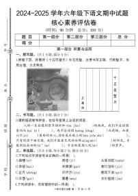 【期中核心素养评估卷】练习及答案统编版六年级语文下册