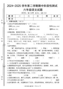 【期中阶段性测试卷（带答题卡）】练习及答案统编版六年级语文下册