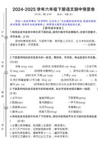 【期中情景卷.2】练习及答案统编版六年级语文下册