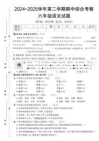 【期中综合考察】练习及答案统编版六年级语文下册