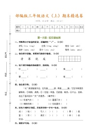 部编版语文三年级上学期期末精选卷（含参考答案）