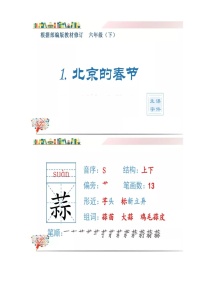 六年级下册 部编小学语文生字卡片：偏旁部首、组词造句、书写指导、全解析片(第一、二单元)