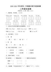 二年级下册语文试题期中测试卷   部编版 （含答案）.