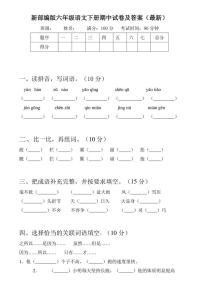 统编版语文六年级下册期中检测卷11(含答案)