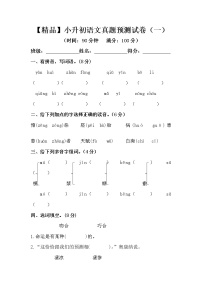 【精品】小升初语文模拟预测试卷（一）（人教部编版，含答案）√(1)