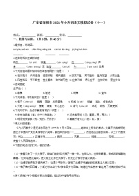 六年级语文下册试题 广东省深圳市2020-2021学年小升初语文模拟试卷（十一）（含答案）部编版