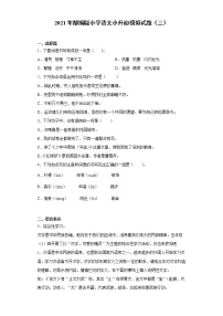 六年级下册语文试题  2020-2021学年小升初模拟试题（三） （含答案）部编版