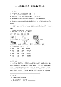 六年级下册语文试题  2020-2021学年小升初模拟试题（七） （含答案）部编版